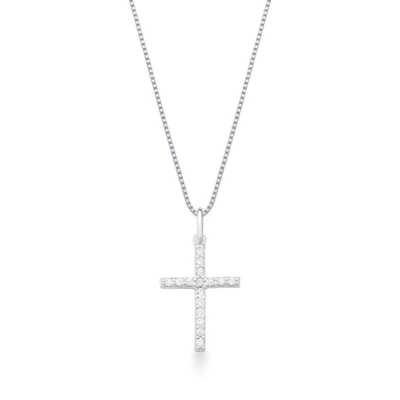 Colar Crucifixo Cravejado Médio
